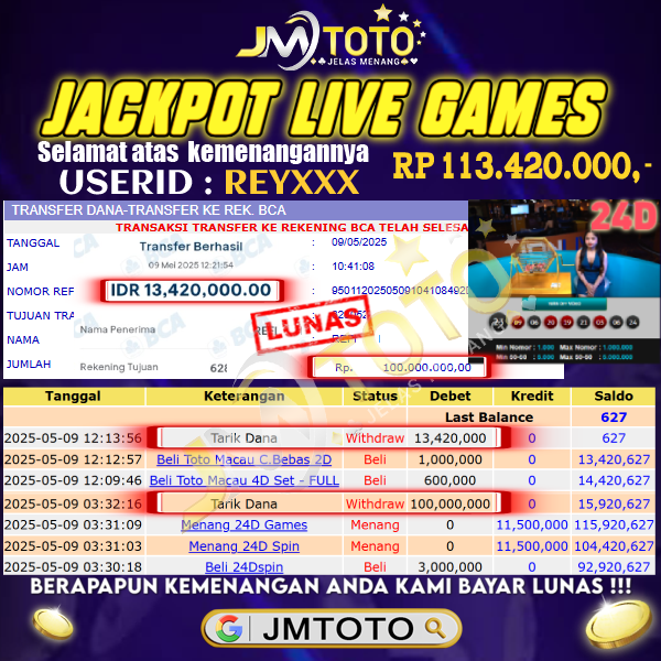 bukti jackpot JMTOTO
